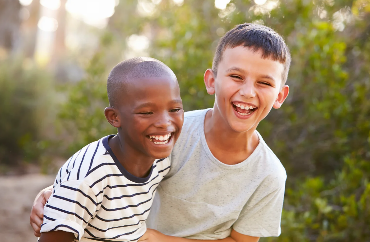 two boys laughing
